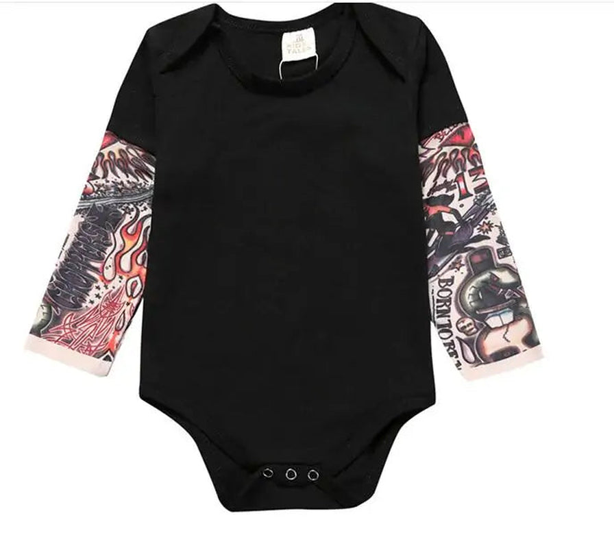 Baby Romper Long Sleeve Tattoo Print